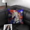 White Horse Luxury Cushion Cover Natural Linen Organic Fabric DoubleSided Printing Sofa Home Decor Gift Pillow Case