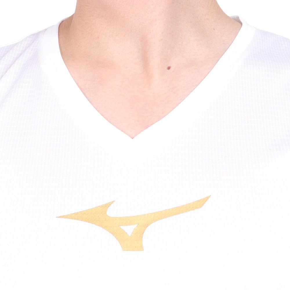 Mizuno Soccer Sleeveless Inner Tank Slim Game and Practice Size L Wear, Shirt, Top, Moisture-Wicking, Quick-Drying, Fit, Wear, Unisex, White/Gold,