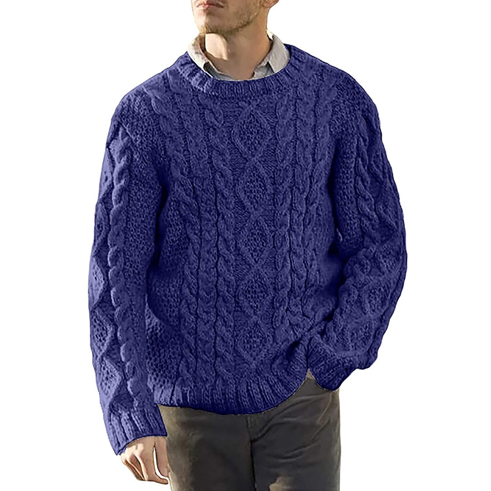 

Весна И Мужской Свитер с Длинным Рукавом в Полоску Бизнес Свитер XL тёмно-синий