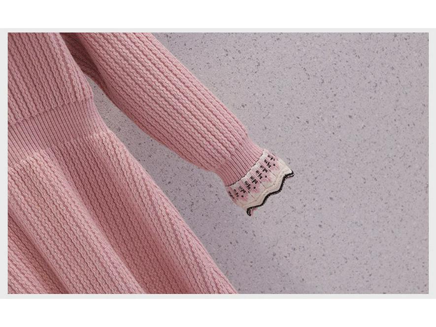 Strickkleid für Mädchen - Frühling/Herbst Kinder Revers Prinzessinnenrock