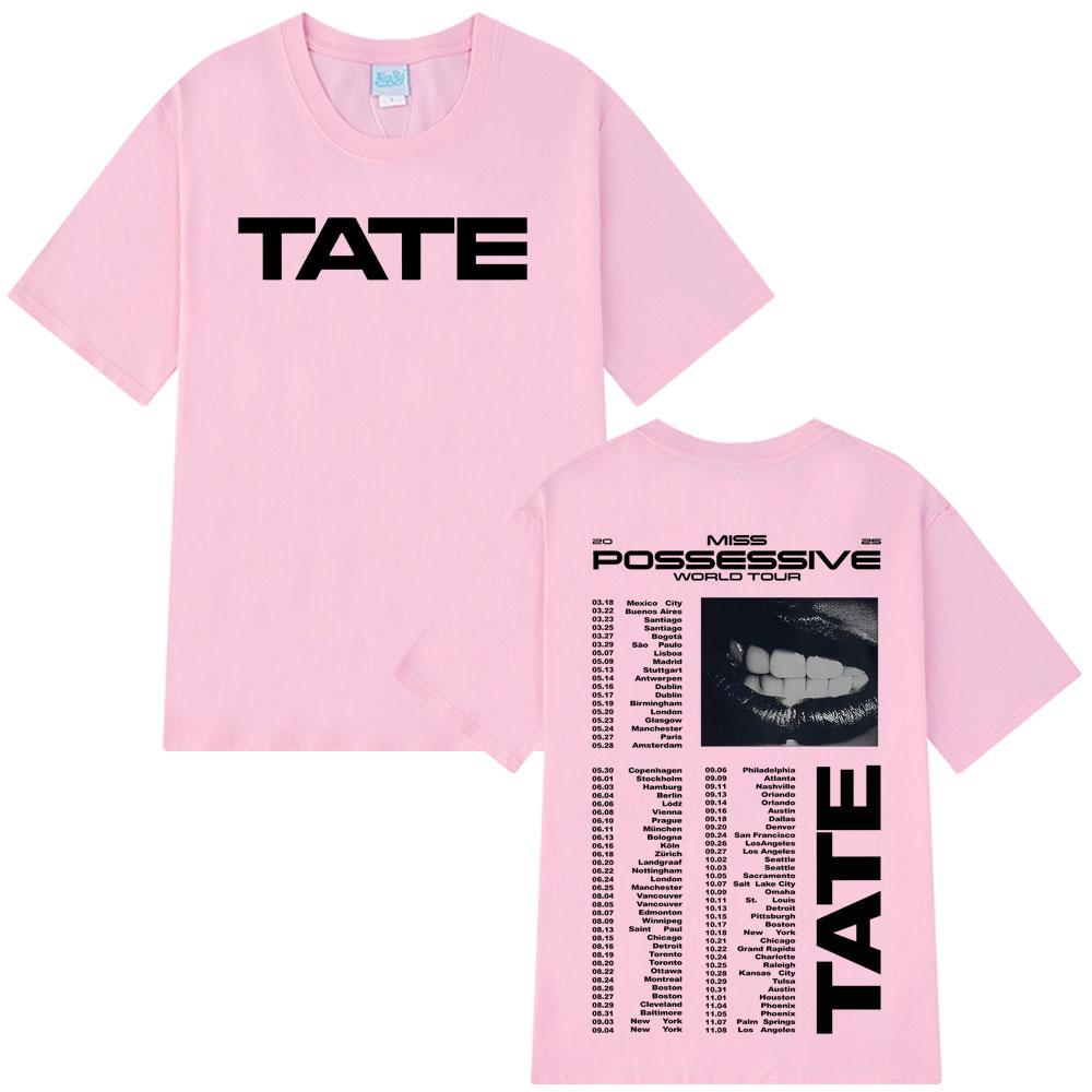 Tate McRae Miss Possessive Tour 2025 Tate McRae Grafik T-Shirts Herren Damen Mode Kurzarm Baumwolle Hip-Hop Freizeit T-Shirts