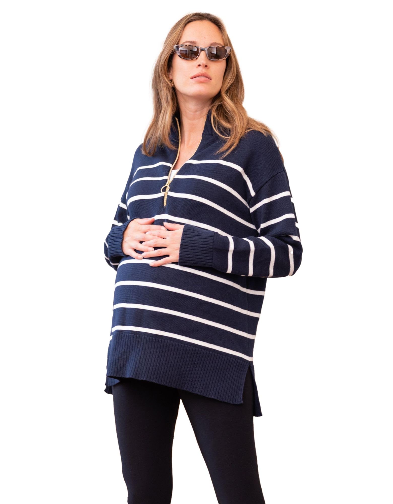 

Pullover Sweater Zip Cotton Maternity Sweater EVELINA [Serafin] Women s синій