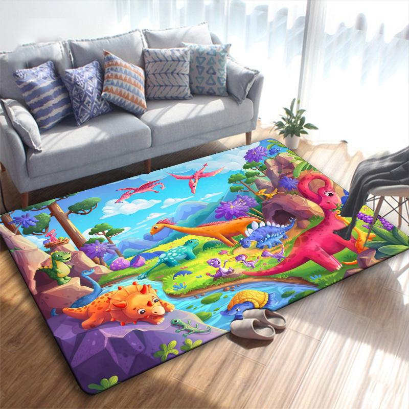 Cartoon Dinosaur Carpet Rug for Living Room Bedroom Home Sofa Decoration,Kids play Non-slip Floor Mat