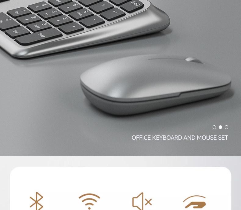Silent Bluetooth Wireless 2.4G Ergonomic Curved Keyboard for Office