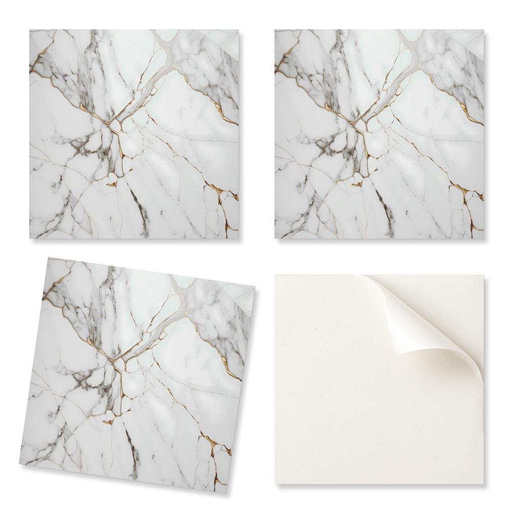 Set of Vinyl Tiles with Pattern Self-Adhesive for the Bedroom Elegant Marble Pattern 20x20x20 cm