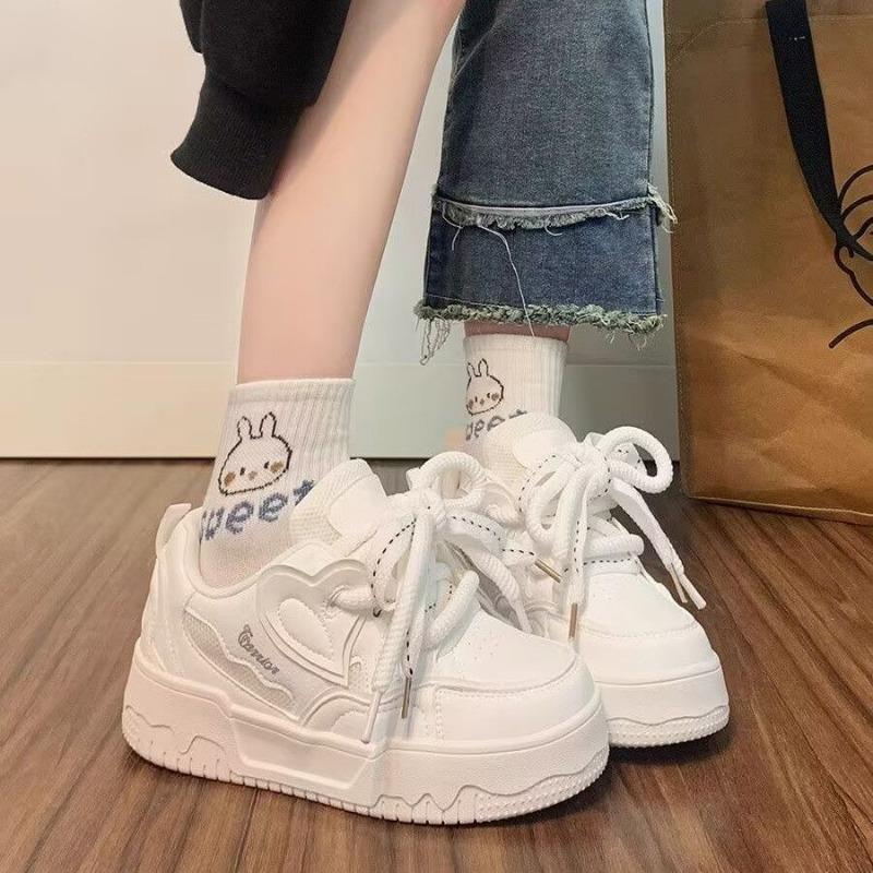 Thick Baseplate Shoes Women's New Autumn Versatile Shoes Women's Shoes Niche Dopamine White Shoes