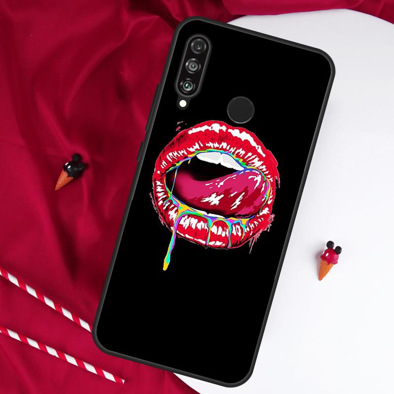 Kiss Me Lips Lipstick For Huawei Nova 12s 11i 12i 7i 8i Y73 Y70 Y90 Y60 Y72 Y61 Y91 9 10 SE P30 Pro P40 Lite Case