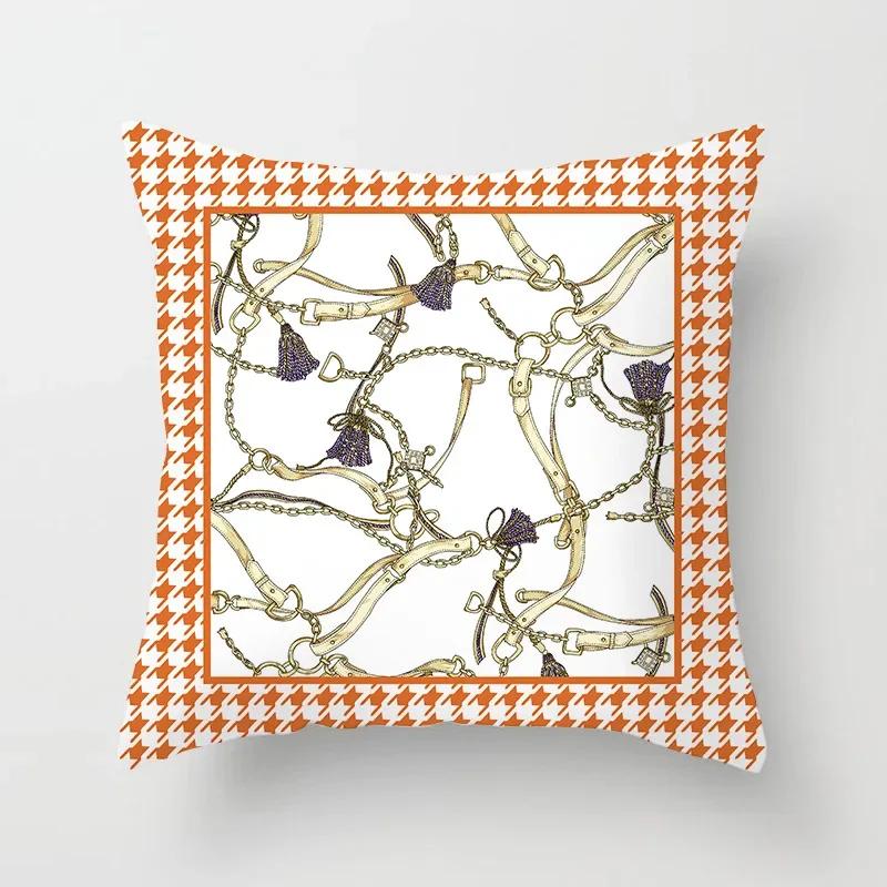 Nordic Orange Pattern Sofa and Bedside Pillow Cover Modern Simple Casual Waist Head Pillow Cushion Cover Pillows Decor Home 45cm
