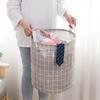 Household fabric dirty clothes basket storage basket, circular cotton and linen dirty clothes basket