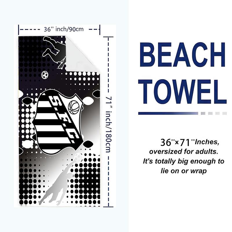 Santos FC Art Print Beach Towel, Large Soft Quick Dry Towel for Beach Camping Swimming