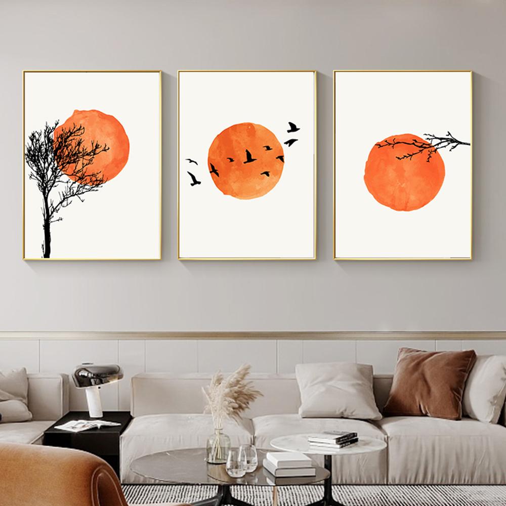 Abstract Boho Sun Natura Pânză Artă Pictură decorativă minimalistă Postere și imprimeuri nordice Poze de perete pentru decorarea camerei de zi