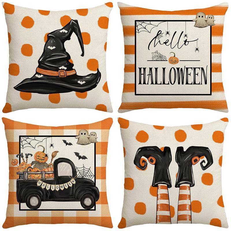 New Halloween Letter Print Pillow Case Sofa Cushion Bedroom Bedside Backrest Nap Pillow Case