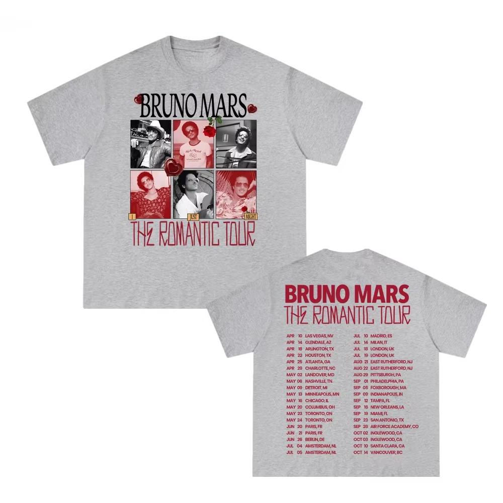 

Bruno Mars The Romantic Tour 2026 summer Pop Music Tour Graphic Print Tshirt Fashion Hip Hop Gothic Streetwear pure cotton Tops 4XL