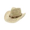 Western Hat Natural Paper Straw Wide Brims Sun Hat Popular Panama Hat for Adult Daily and Travel Wear
