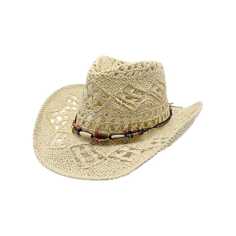 Western Hat Natural Paper Straw Wide Brims Sun Hat Popular Panama Hat for Adult Daily and Travel Wear