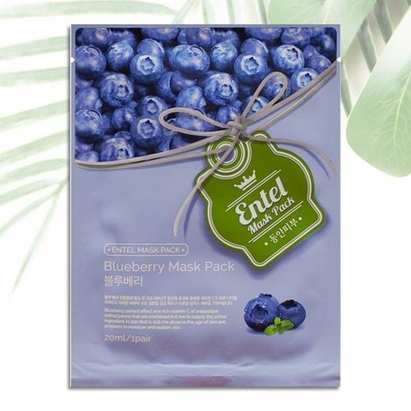 

Entel Blueberry Mask Pack x10 Packs Moisture Pack Sheet Pack Skin Soothing (WA05A9B) basic