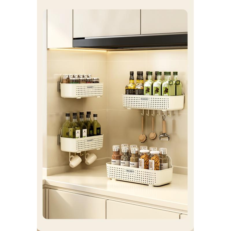 Kitchen rack, home bathroom, no punching, wall-mounted condiment multi-purpose sink drain storage rack