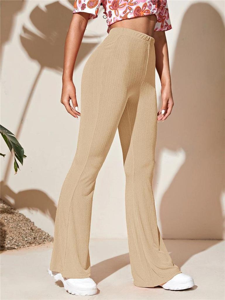 European & American Women's Casual Knitted Flared High Waist Yoga Pants