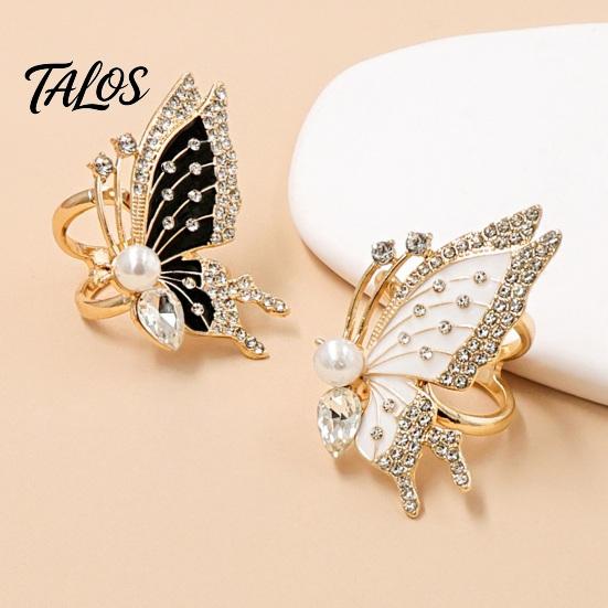 Lightweight Scarf Ring Rhinestone Butterfly Ring, Elegant Slide Sparkling Holder for Women Silk Scarves Shawls Shirts Neckerchiefs Non-slip