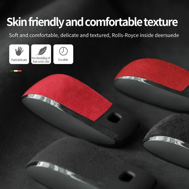 Styling Mouldings Car Key Bag Alcantara Suede For Mercedes Benz A, C, E, S, G, clase W177, W205, W213, W222, X167, GLC, CLA, GLB