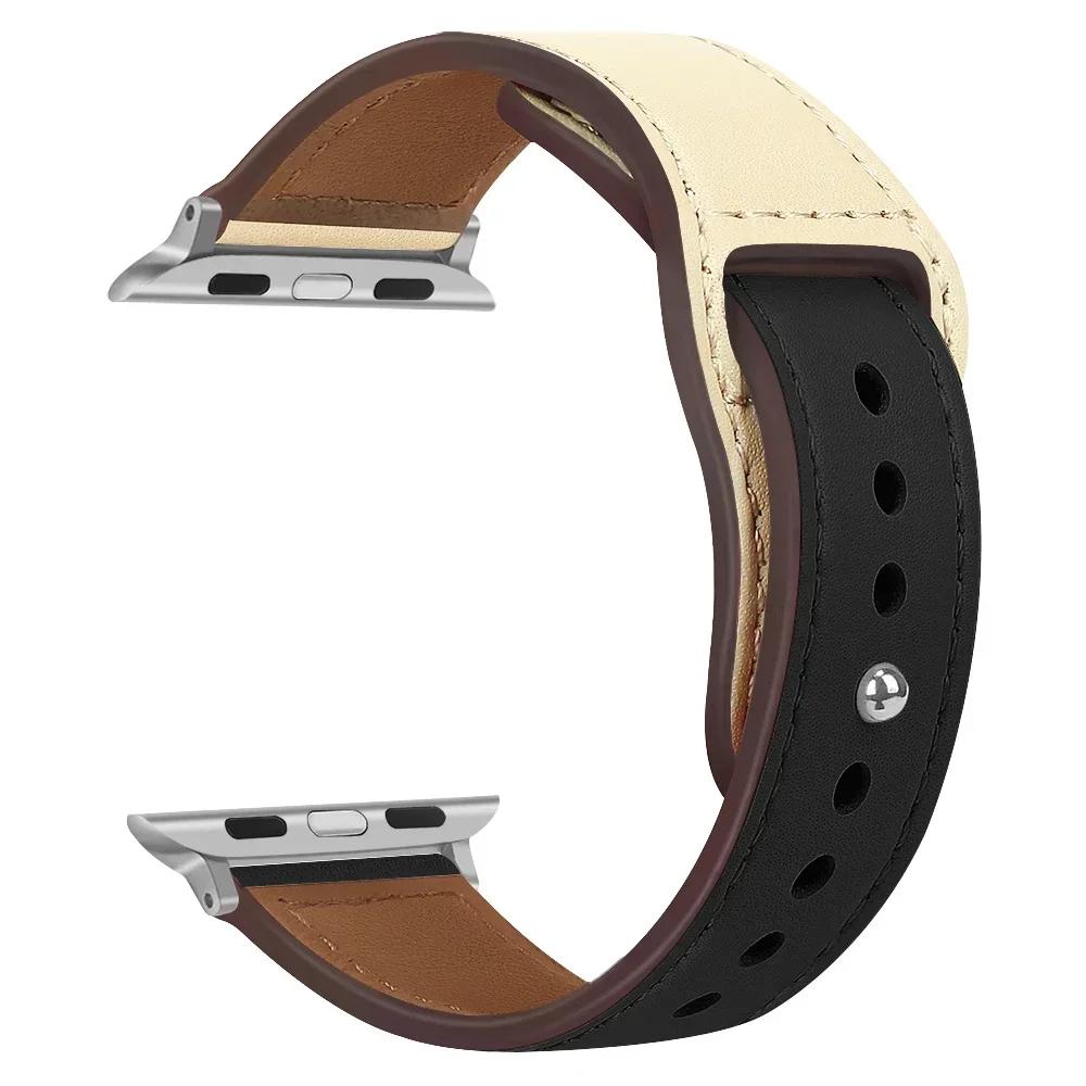 Leather Strap for Apple Watch Band 44mm 45mm 41mm 40mm 49mm 42mm 38mm 45 44 Mm Correa Bracelet IWatch Series 3 4 6 SE 7 8 Ultra