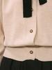 Le shop Tie Neck Color Block Button-up Long Sleeve Knit Cardigan TQ2KC327