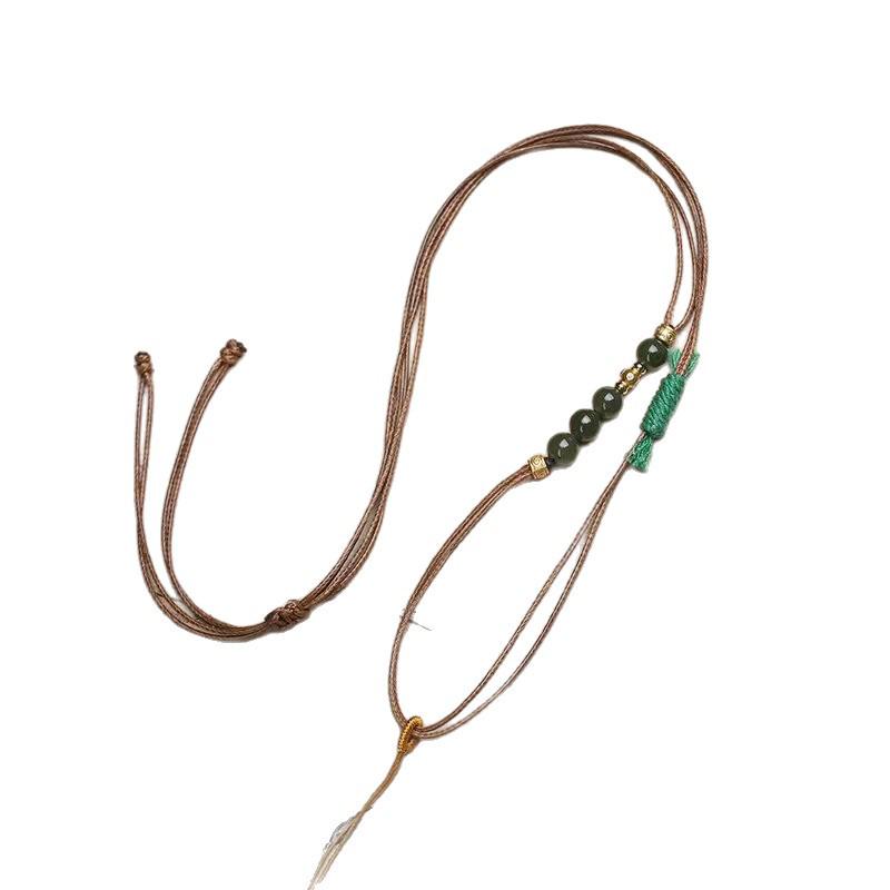 Chinese Hetian Jade Bead Pendant Cord - National Style Necklace for Jade Pendants
