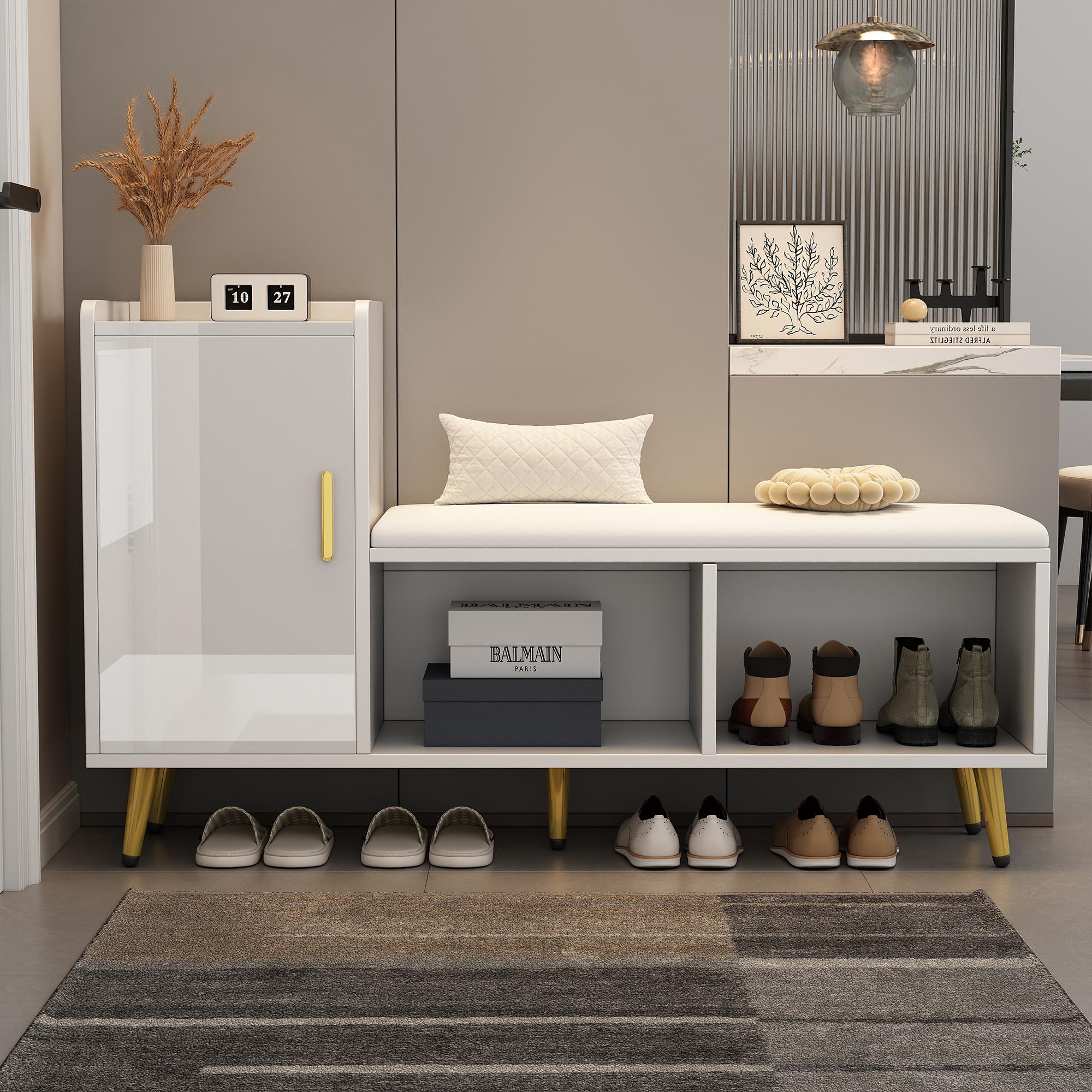 (=N625P235824W) White High-Gloss Entryway Shoe Cabinet