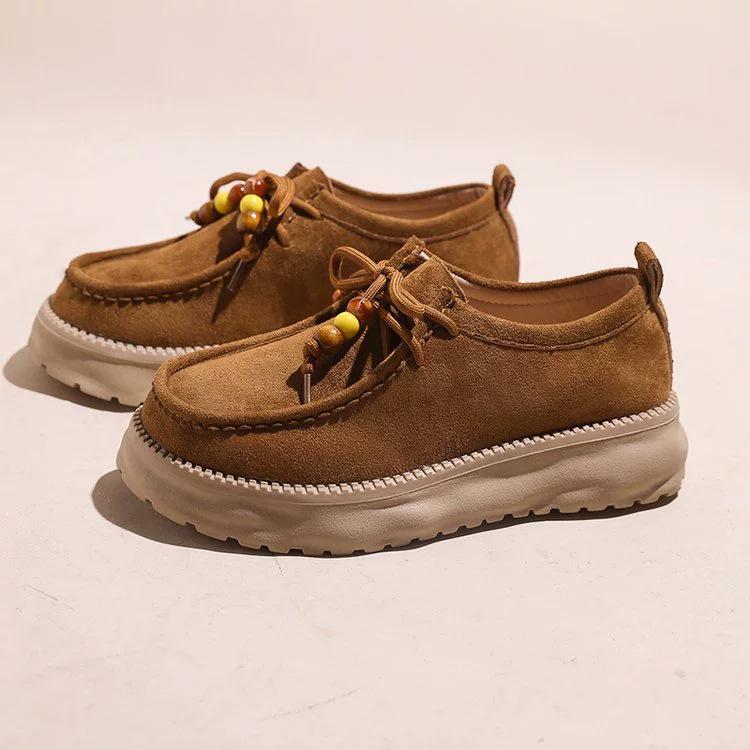 Boken platform-soled lace-up single shoes women's autumn new shoes comfortable and versatile medium heel women's shoes fashion