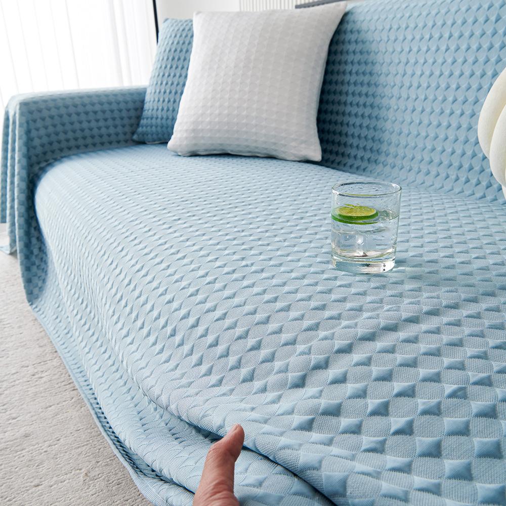Summer Rhombus Cool Feeling Ice Silk Non-Slip Simple Machine Washable Anti-Scratching One-Piece Sofa Towel Universal Cover Towel