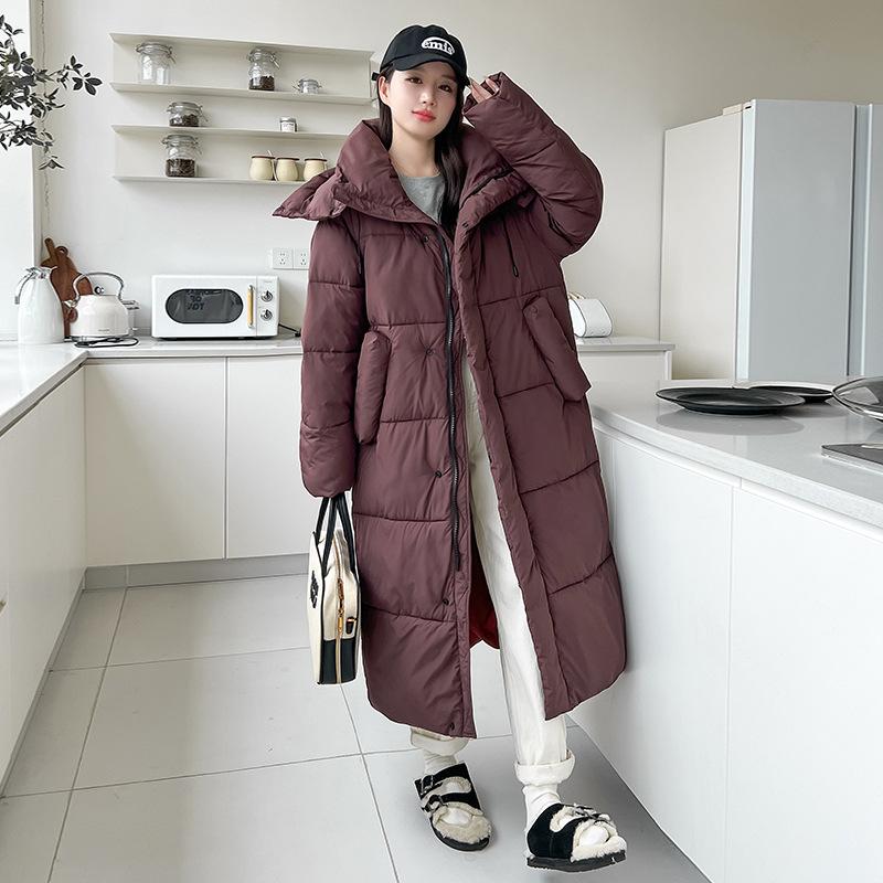 Down and Padded Jacket Women's 2025 Autumn/winter New Korean Version Plus-size Hooded Loose Pie Overcomes Long Padded Jacket