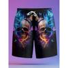 Shorts Décontractés Confortables Mode Grande Taille à Cordon Imprimé Crâne 3D Homme Créatif Coloré Été Loisirs Vacances Cool Quotidien Polyvalent