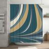 Modern Wave Pattern Shower Curtain Waterproof Fabric Bathroom Decor Privacy Liner Blue Green Yellow White