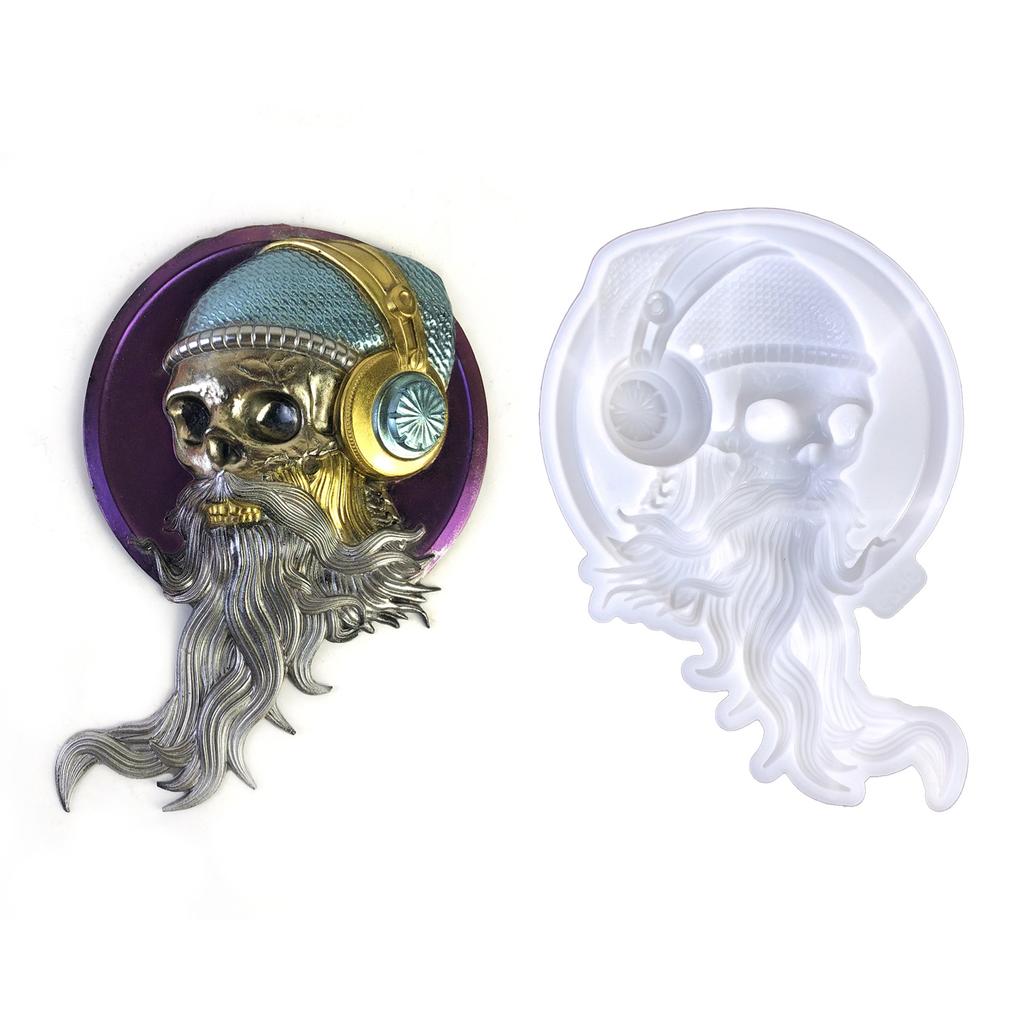 Easy to Clean Silicone Mold Long Bearded Skull Making Mould Wall Decoration Accessory Casting Mould for DIY Lover