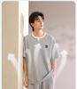 Xuan Liang Sleepwear Men's Summer Thin Cotton Short sleeved Shorts Cool Feel Waffle Outerwear Home Clothes Set