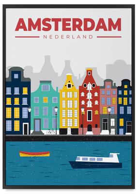 Poster Illustration Map Amsterdam