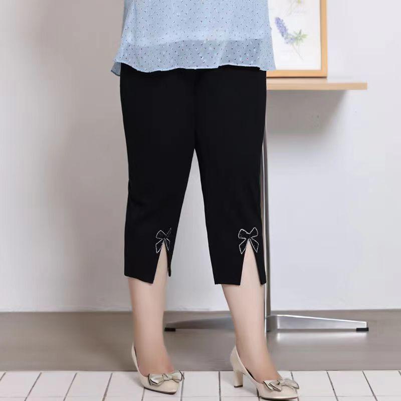 Spodnie Letnie Cienkie Damskie Plus Size z Wysokim Stanem Siedmiopunktowe Luźne Wyszczuplające Spodnie Damskie