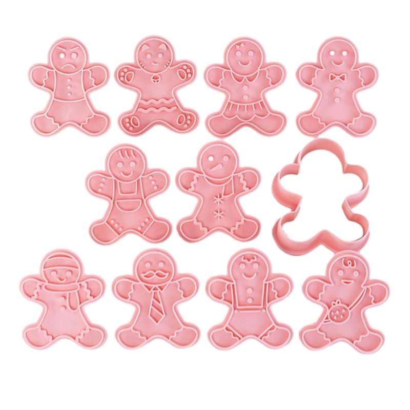 

11 Pieces Christmas Cookie Molds Gingerbreads Man Shaped Cookie Cutters PP Material Biscuits Molds Baking Accessories 1