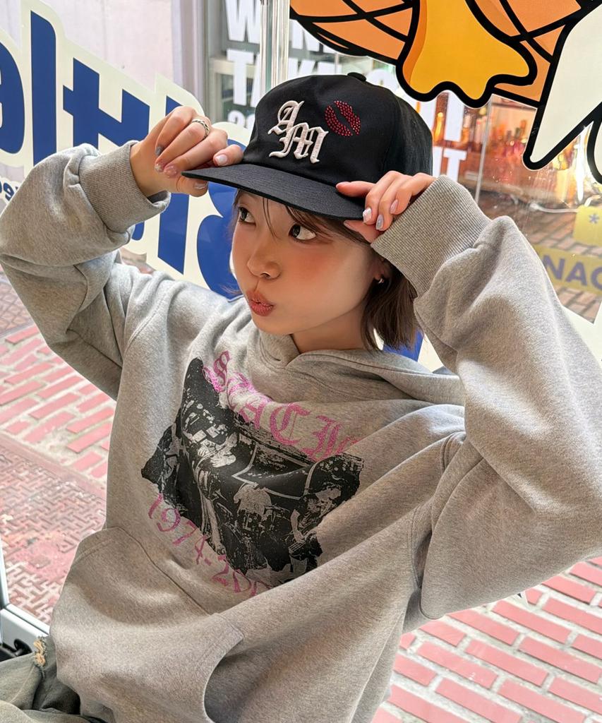 AMOU Am Kiss Mark 5Pannel Cap Black