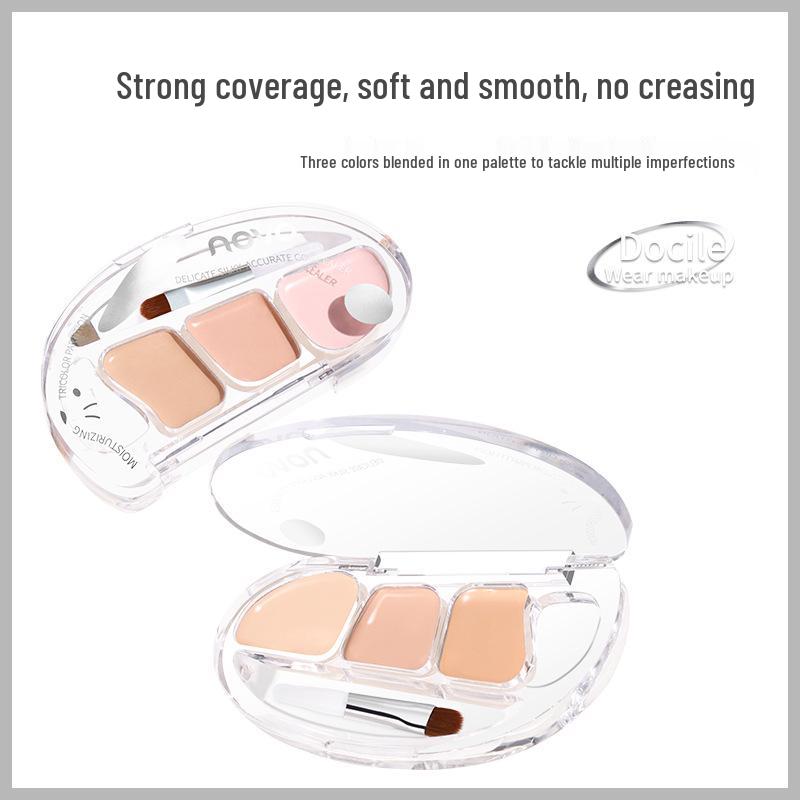 NOVO Silky Seamless Three-Color Concealer: Smooth Texture, Natural Blemish Coverage, Brightens & Enhances Complexion for Students.