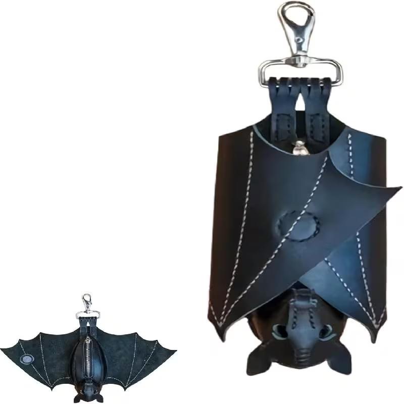 

PU Leather Bat Coin Purse With Bat Keychain Bat-Themed Zippered Coin Pouch Wallet Suitable For Women s Dress Bat Costumes чорний