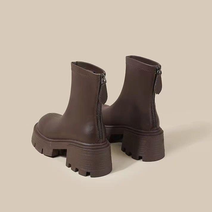 

Ботинки Мартин на толстой подошве женские 2025 новые маленькие осенне-зимние ретро тонкие ботинки темпераментные увеличивающие рост модные короткие ботинки ботинки 37