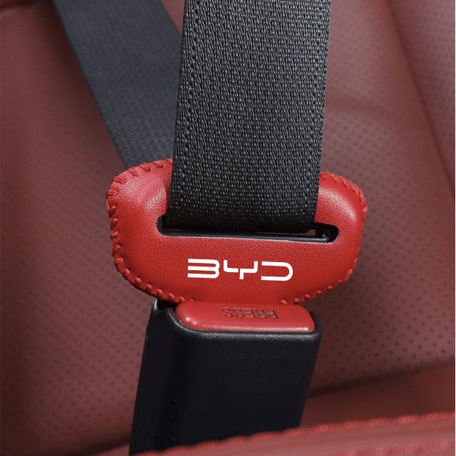 2pcs Car Seat Belt Buckle Cover Leather Protector Anti-collision Case For BYD Atto 3 Act 3 Tang F3 E6 Yuan plus Song plus ev f0