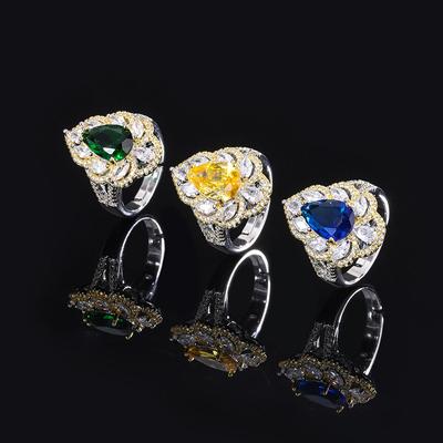 Prsten Mikro Diamant Živý Prsten Vysoká Dáma Vintage Soudní Prsten