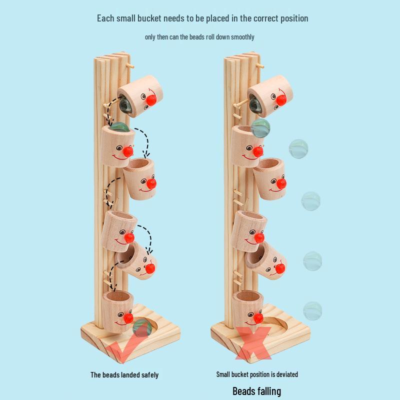 Kids' Wooden Clown Tipping Game: Hand-Eye Coordination & Parent-Child Fun
