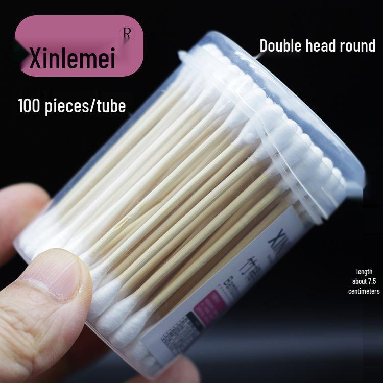 Pink Double-Ended Embroidery Cotton Swabs: Multi-Functional Eyeliner and Nail Art Cleaning Tool (7cm)