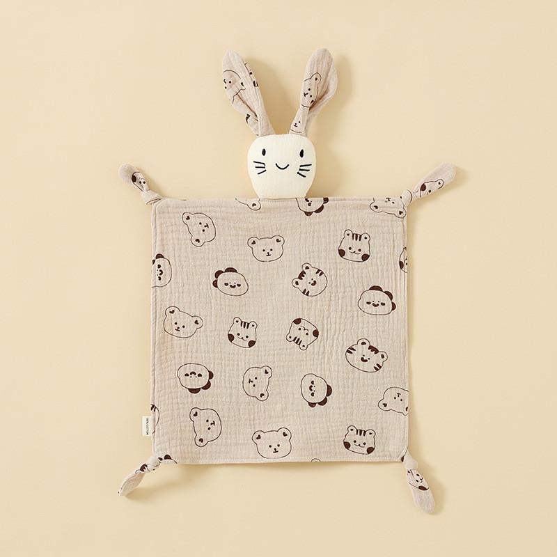 Baby Animal Cotton Swaddle With Plush Rabbit Toy For Sleep And Comfort