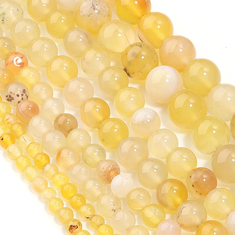 1 Strand 4/6/8/10mm Natural Yellow Stripe Agate Stone Beads Round Loose Beads For Jewelry Making DIY Bracelets Necklace Findings