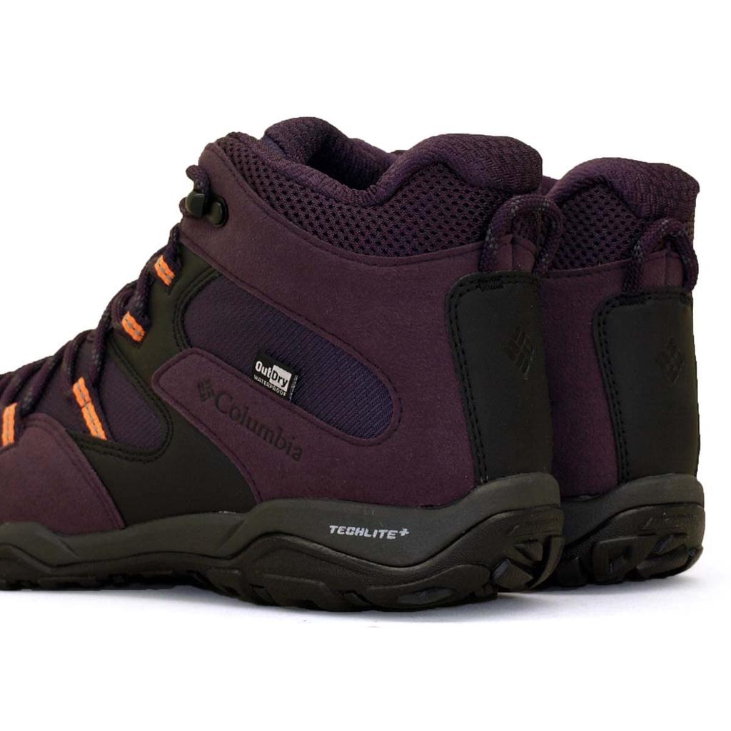 Columbia Waterproof Sabre 5 Mid Outdry Wide Hiking Shoes, Dark Plum, YK2365, Women's, Purple, Size 24.5