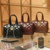 Leather DIY Bowling Bag Boston Bag Shoulder Underarm Pillow Bag Handmade Quilted Luxury Women's Bag